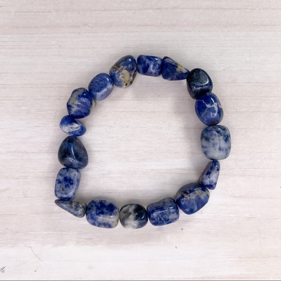 Sodalite Polished Stone Stretch Bracelet - Picture 6 of 6